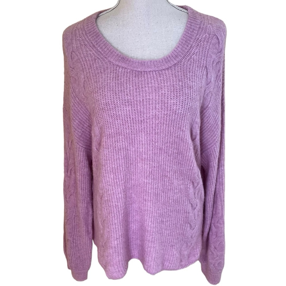 Splendid Violet Cable Detail Scoop Neck Sweater L